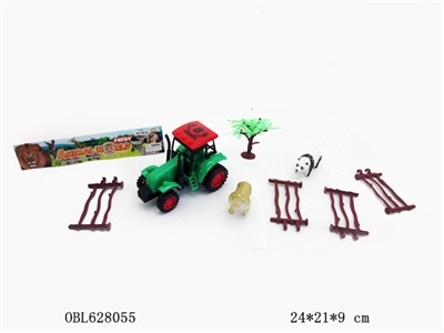 Inertial farmer car orangutans, panda, tree, farm (red and green color, orange) - OBL628055