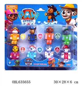 3寸拼装狗狗巡逻队8只+徽章  1款 - OBL635655