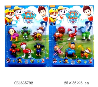 3寸狗狗巡逻队狗仔3只（有功能，可以弹开）3只+4寸狗狗巡逻队狗仔3只（搪胶头，有灯）3只，6只装2款 - OBL635792