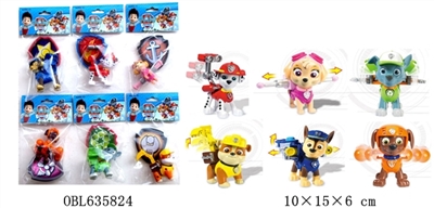 3寸狗狗巡逻队（有功能可以弹开）单只+徽章 对折卡6款 - OBL635824