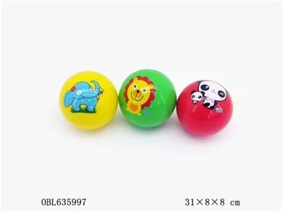 3只装3寸充气印动物标球 - OBL635997