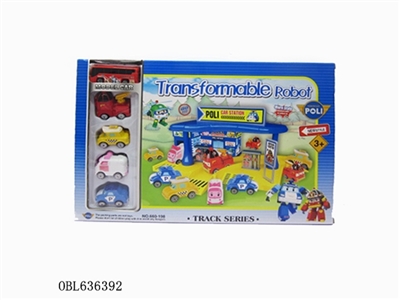 South Korea deformation police pearl, ROBOCAR poli suit slide rail cars parking lot educational toys - OBL636392