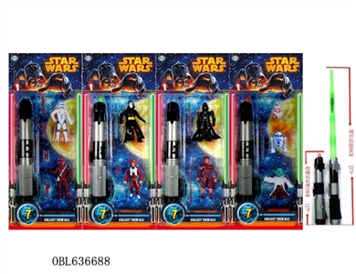 5寸星球大战2只+武器+1把伸缩星球武器卡装，4款混 - OBL636688
