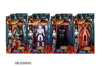 6.5寸星球大战公仔+武器单只卡装，4款混（其中2款带灯）关节可活动 - OBL636693