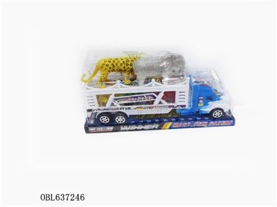 喷漆惯性双层火车+4只动物+树 - OBL637246