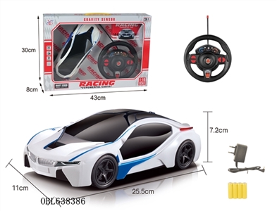 Four-way remote-controlled BMW i8 1:16 black window - OBL638386