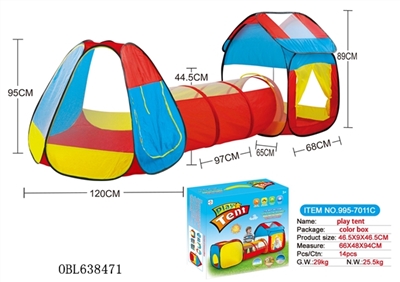 Triad of children play house fit tunnel tube tent - OBL638471