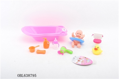 搪胶娃娃浴室玩具浴盆大套装 - OBL638795