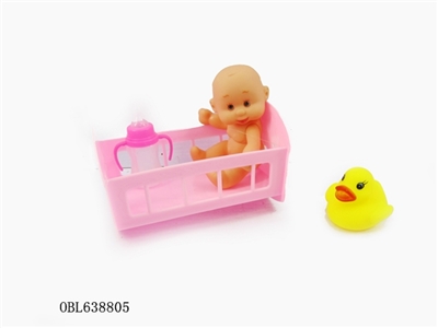 卡通搪胶娃娃婴儿摇床套装 - OBL638805
