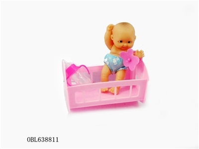 带衣服搪胶娃娃婴儿摇床套装 - OBL638811
