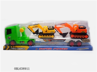 实色惯性平板拖车拖2只滑行挖土机 - OBL638911