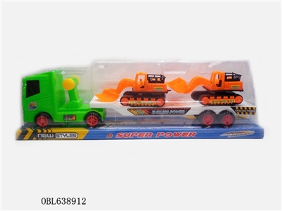 实色惯性平板拖车拖2只滑行推土机 - OBL638912