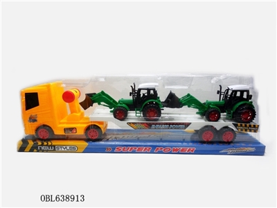 实色惯性平板拖车拖2只滑行农夫车 - OBL638913