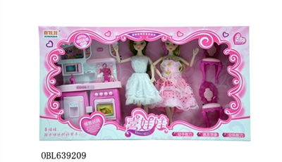 11.5 inch 12 joint like light music kitchen double barbie doll gift box - OBL639209