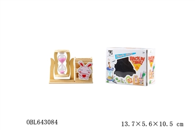 Cartoon rabbit hourglass wooden pen container - OBL643084