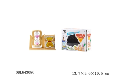 Cartoon bear the hourglass wooden pen container - OBL643086