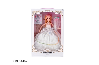 11寸实身关节手玻璃半眼婚纱芭比娃娃 - OBL644526