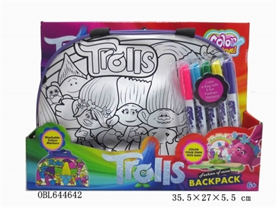 Troll魔发精灵 彩绘水彩手提包(5色可洗水笔） - OBL644642