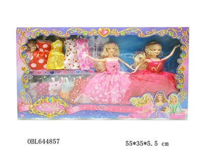 Double barbie with 10 clothes - OBL644857