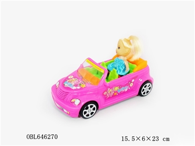 Solid color inertia convertible barbie car with small princess - OBL646270