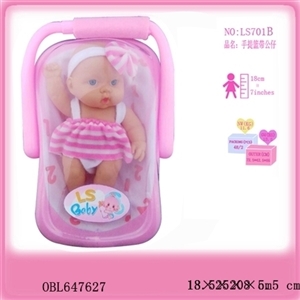 手提篮子带全身搪胶公仔       （身穿红白条纹裙） - OBL647627