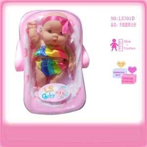 手提篮子带全身搪胶公仔        (身穿5彩条） - OBL647629