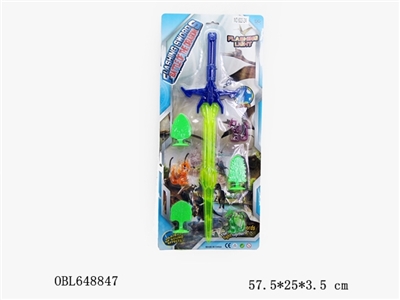 Space flashing sword fight a dinosaur - OBL648847
