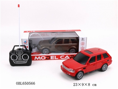 1:18 land rover black window with headlights four-way remote control car (red brown). - OBL650566