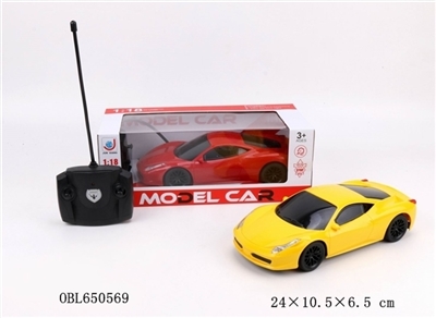 1:18 ferrari black window with headlights four-way solid colors (red, yellow) remote control car - OBL650569