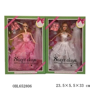 Wedding dress 11 inches and a half solid body fashion barbie shoes and eyelashes - OBL652806