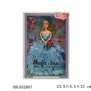 Wedding dress 11 inches and a half solid body fashion barbie with flowers and eyelashes - OBL652807