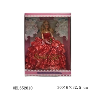 High-end wedding Sally gift belt bag and box 12 inch solid body joints barbie with bunch of flowers - OBL652810