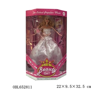Wedding dress 11 inches and a half solid body fashion barbie with flowers and eyelashes - OBL652811