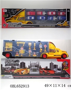 Portable box container drag head bring slide 4 truck slide four police cars 10 road sign two skis - OBL652913