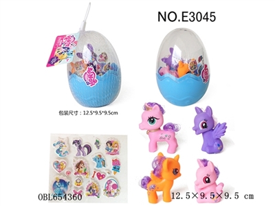 蛋装马配贴纸4只 - OBL654360