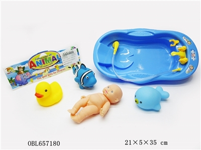 Lining plastic animals with bath - OBL657180