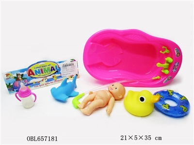 Lining plastic animals with bath - OBL657181