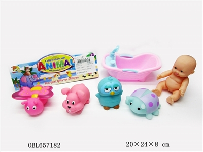 Lining plastic animals with bath - OBL657182