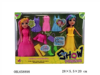 Color box paragraphs 2 7-inch mousse girl with many plastic clothes mini bag - OBL658898