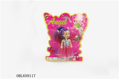 3.5 inch solid body doll with dragonfly wings (4 color, orange) - OBL659117