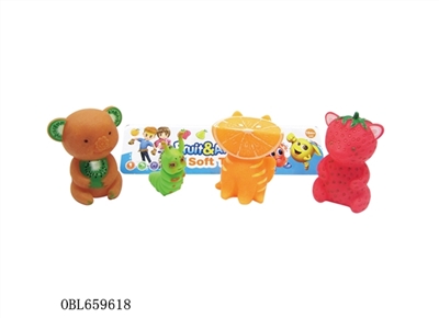 Bag of PVC clip evade glue four strawberries, bear, apple, key chain of caterpillar - OBL659618
