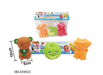 Bag of PVC clip evade glue with fruit three oranges, apples, bear - OBL659623