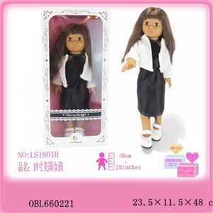 18 inch body evade glue girl wearing a black skirt White coat lining rubber shoes - OBL660221