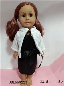 18 inch body evade glue girl wearing a black skirt White coat lining rubber shoes - OBL660227
