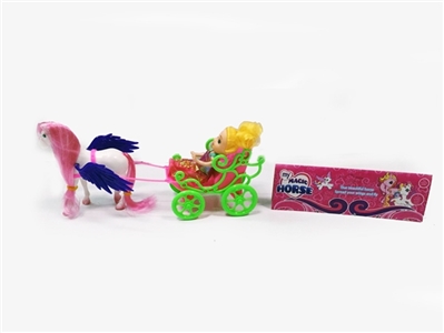 Three inches of solid body kelly barbie with horse cart - OBL660793