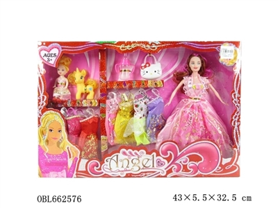 高挡雷丝大盒装11.5寸实身婚纱芭比带配件衣服 - OBL662576