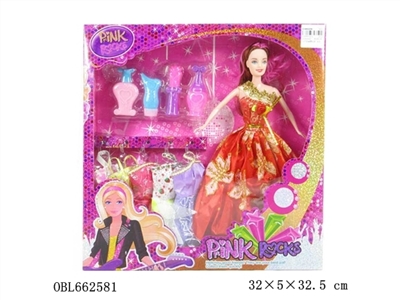 高挡雷丝大盒装11.5寸实身婚纱芭比带配件衣服 - OBL662581