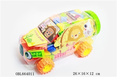 小动物越野车益智类积木多色混装称重250克（79PCS+） - OBL664011