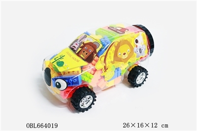 小动物越野车益智类积木多色混装称重250克（79PCS+） - OBL664019