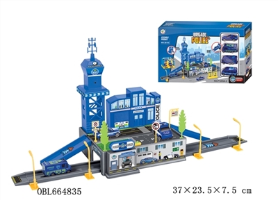 Series with 4 plastic police car parking lot - OBL664835